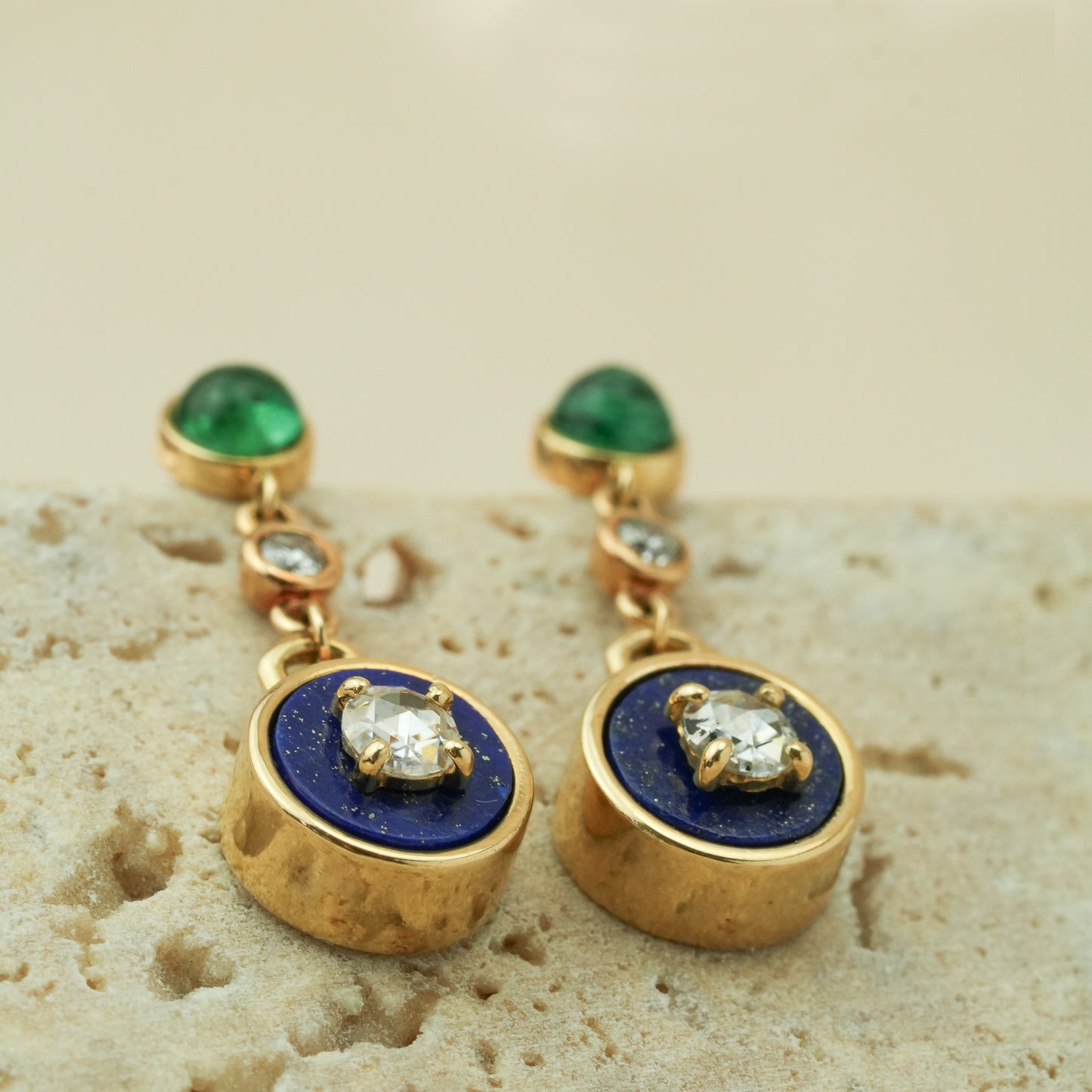 Lapis Emerald Drop Earrings