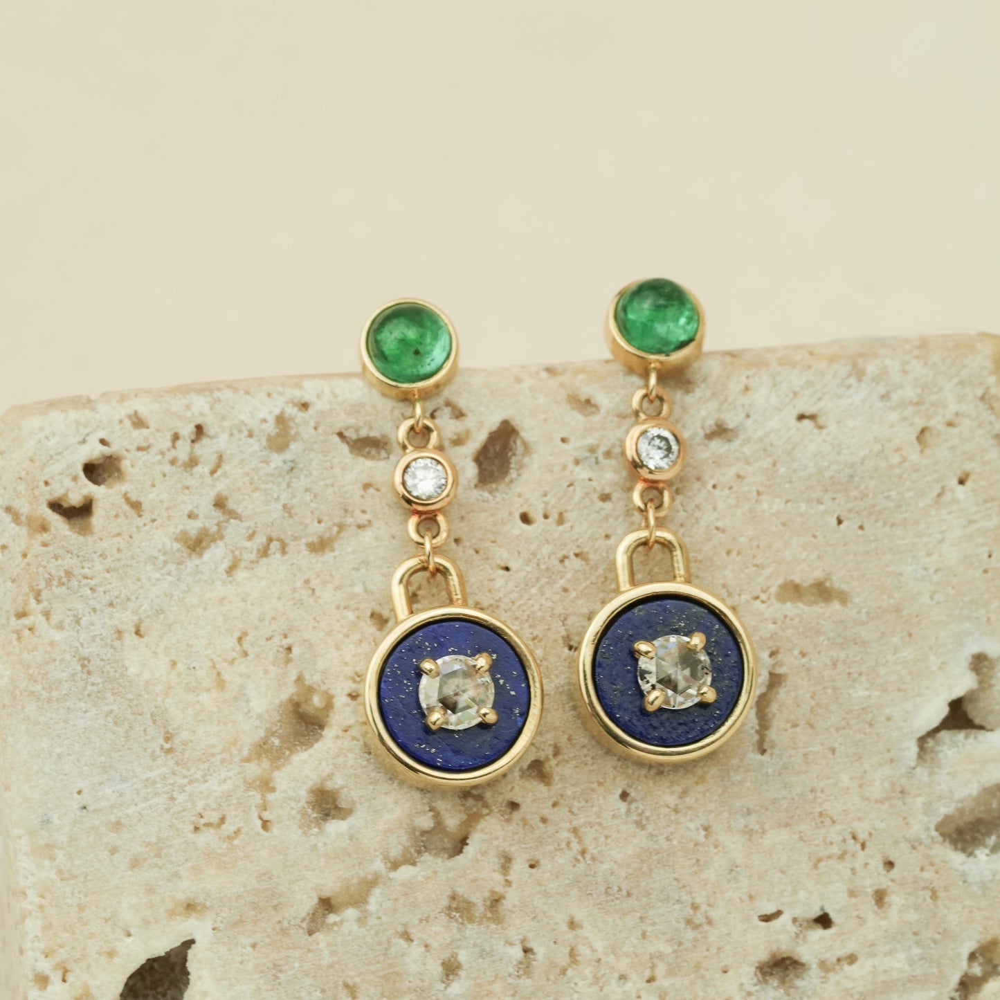 Lapis Emerald Drop Earrings