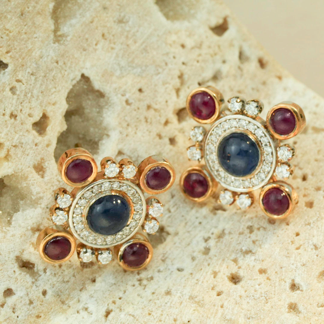 Sapphire Radiance Halo Earrings