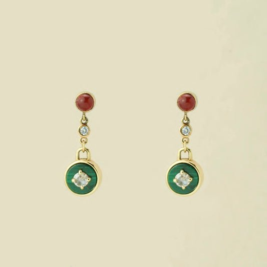 Malachite Fushion Drop Earrings