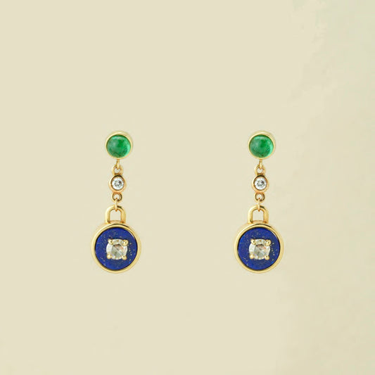 Lapis Emerald Drop Earrings