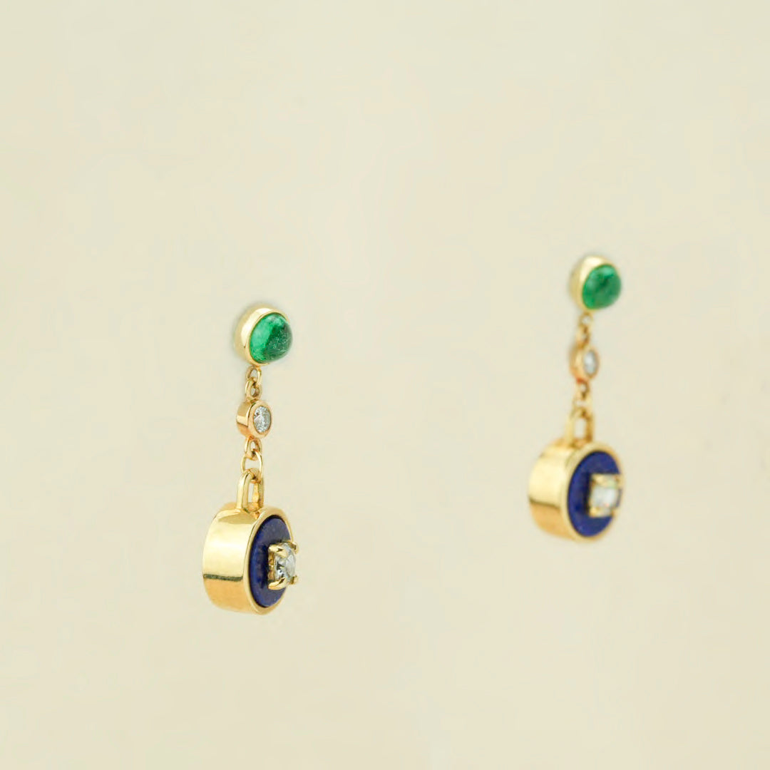 Lapis Emerald Drop Earrings