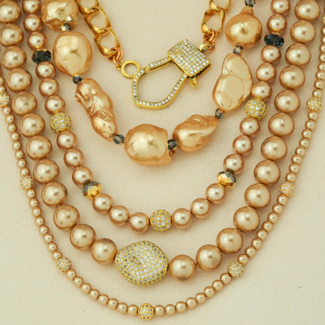 Golden Sparkle Pearl Necklace