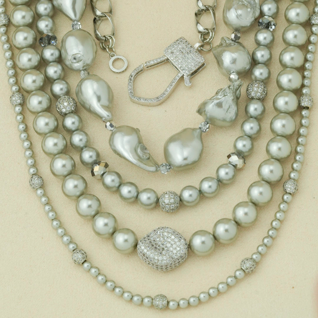 Silver Sparkle Pearl Necklace